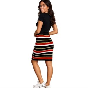 Chic Striped Pencil Skirt LuvLiz in Black, Red, and White